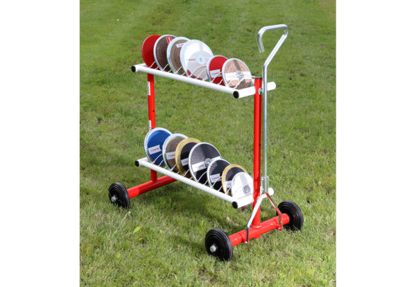 Soporte con ruedas, para discos. POLANIK. Acero.Capacidad 26 Uds.